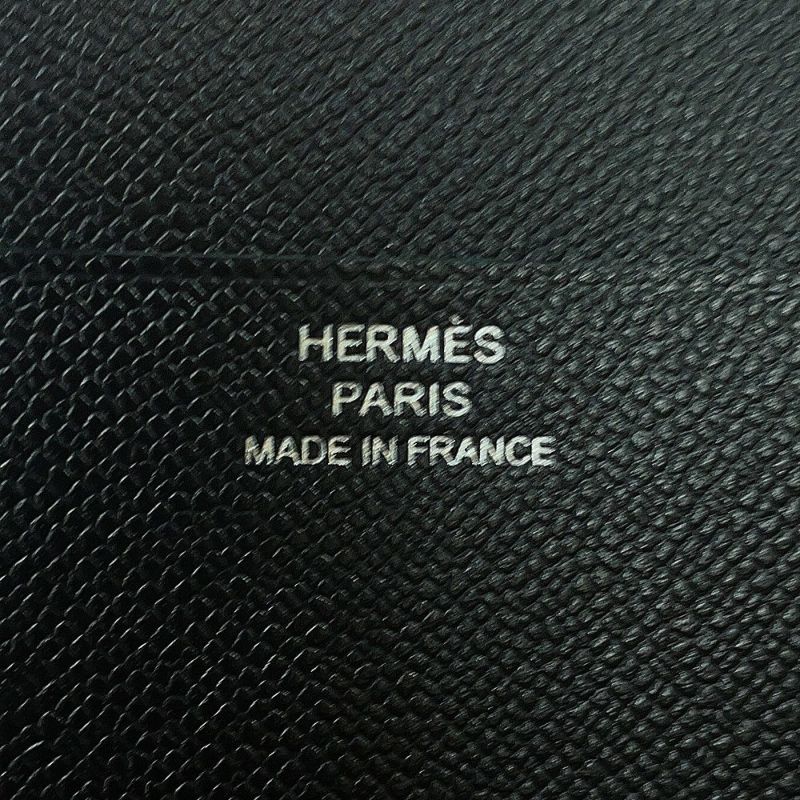 エルメス 三つ折り財布 ベアンコンビネ ブラック/ブラック金具 ヴォーマダム W刻印 HERMES 財布 黒