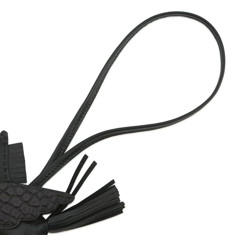 エルメス バッグチャーム ロデオPM ペガサス タッチ ブラック ラムスキン/アリゲーターマット K刻印 HERMES チャーム 黒