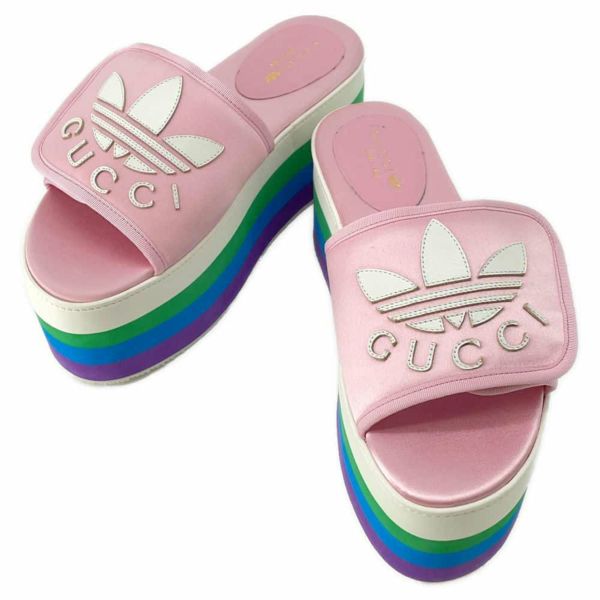 グッチ サンダル アディダスコラボ プラットフォーム シルク レディースサイズ37 1/2 702294 GUCCI adidas 靴