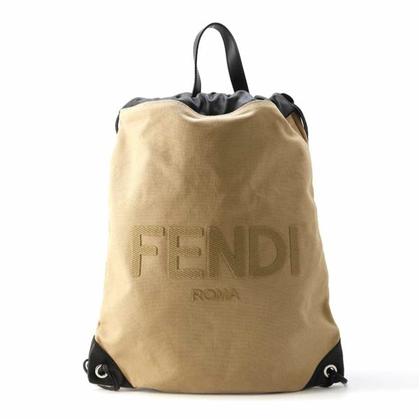 フェンディ リュックサック キャンバス/レザー 7VZ057 FENDI バックパック ナップサック 黒