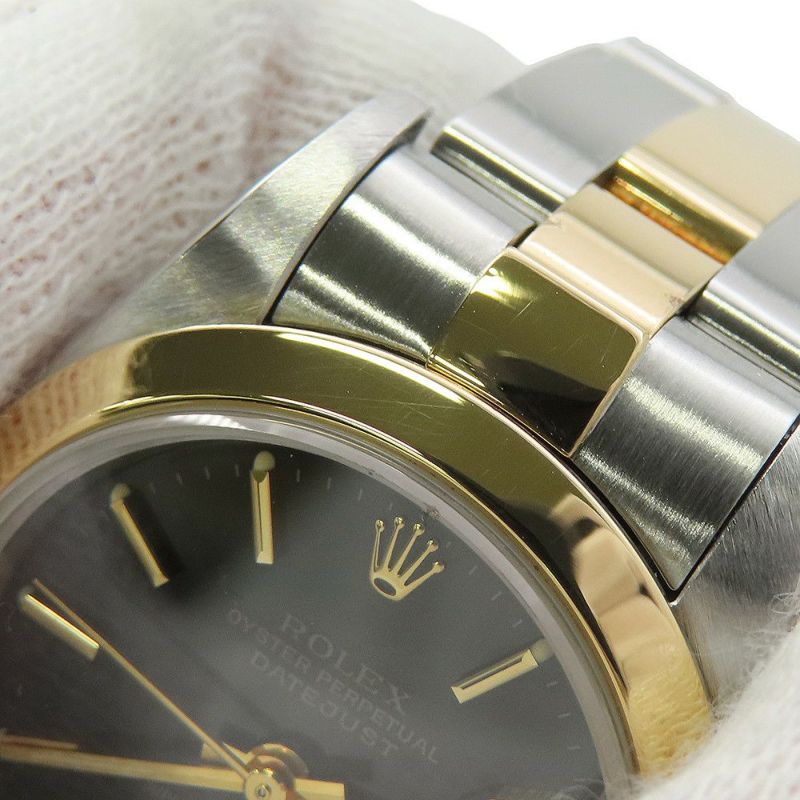 ロレックス デイトジャスト T番 SS/K18YG 69163 ROLEX 腕時計 黒文字盤