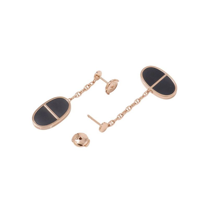 エルメス ピアス シェーヌダンクル ヴェルソ K18PGピンクゴールド/ブラックセラミック HERMES ジュエリー