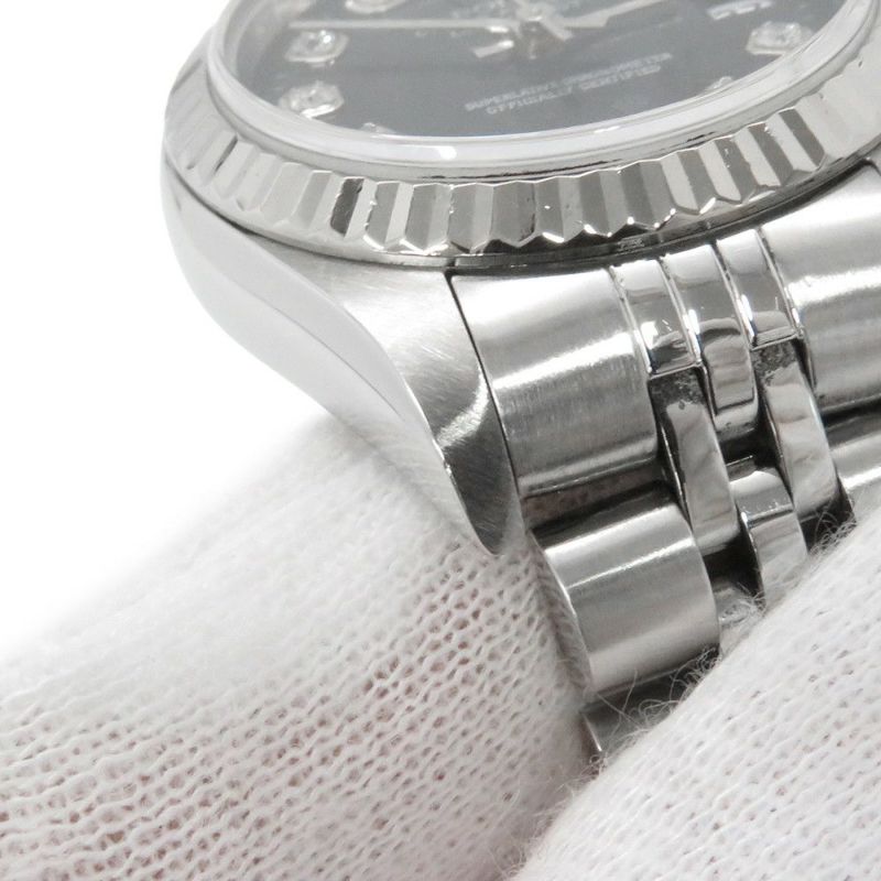 ロレックス デイトジャスト 26 SS/K18WGホワイトゴールド 10Pダイヤ K番 79174G ROLEX 腕時計 黒文字盤