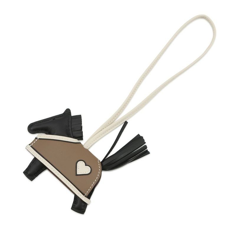 エルメス バッグチャーム ロデオPM ロベオクール ブラック/エトゥープ/クレ ラムスキン K刻印 HERMES チャーム オーナメント