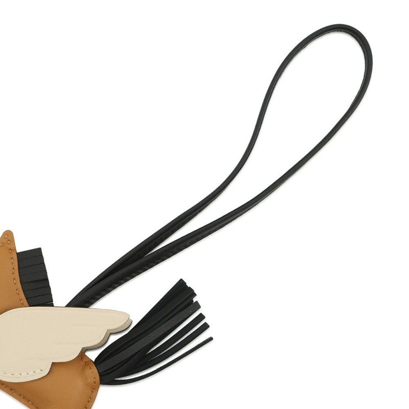 エルメス バッグチャーム ロデオPM ペガサス チャイ/ナタ/ブラック ラムスキン W刻印 HERMES チャーム オーナメント