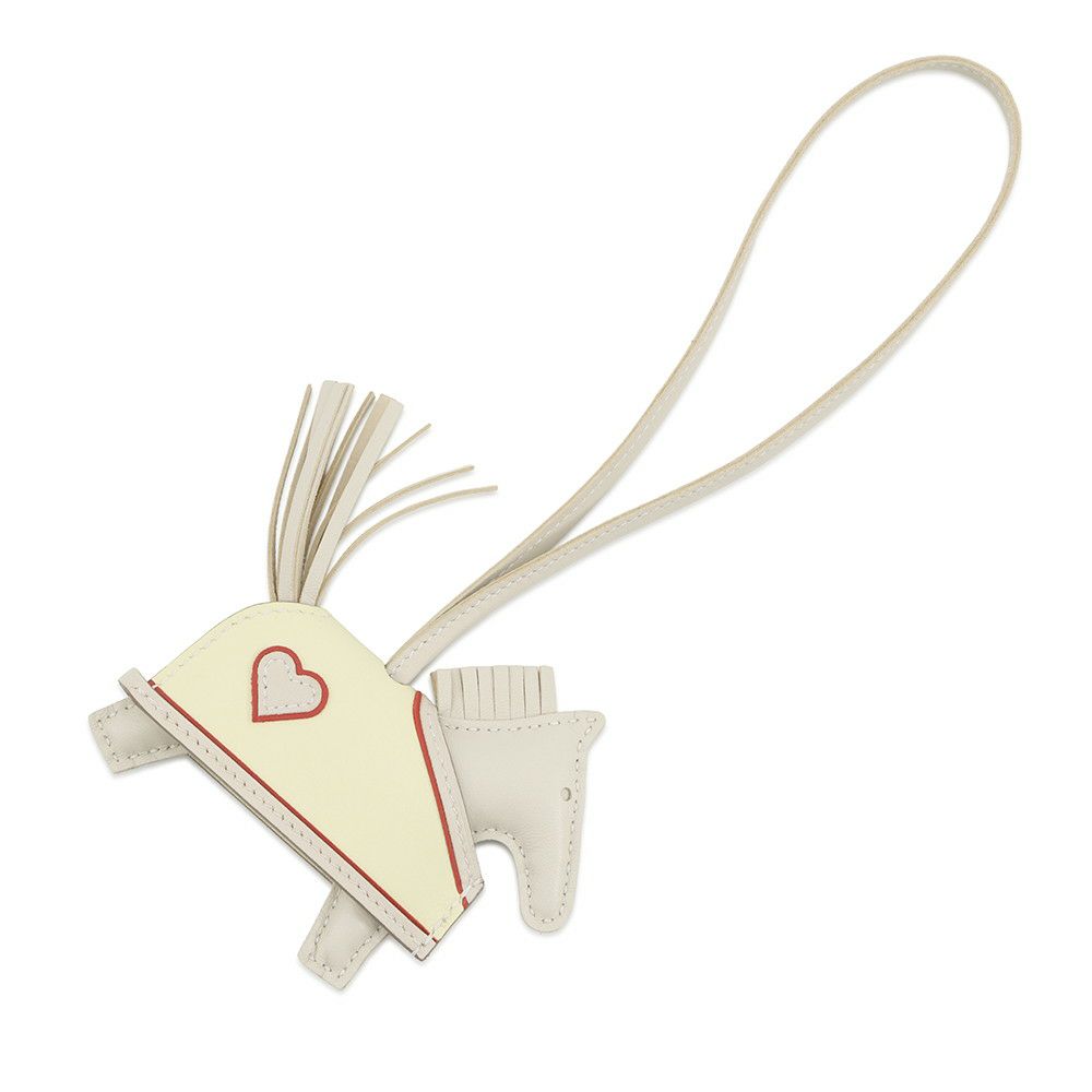 エルメス バッグチャーム ロデオPM ロベオクール クレ/ジョーヌミルトン/ルージュラデュ ラムスキン K刻印 チャーム オーナメント