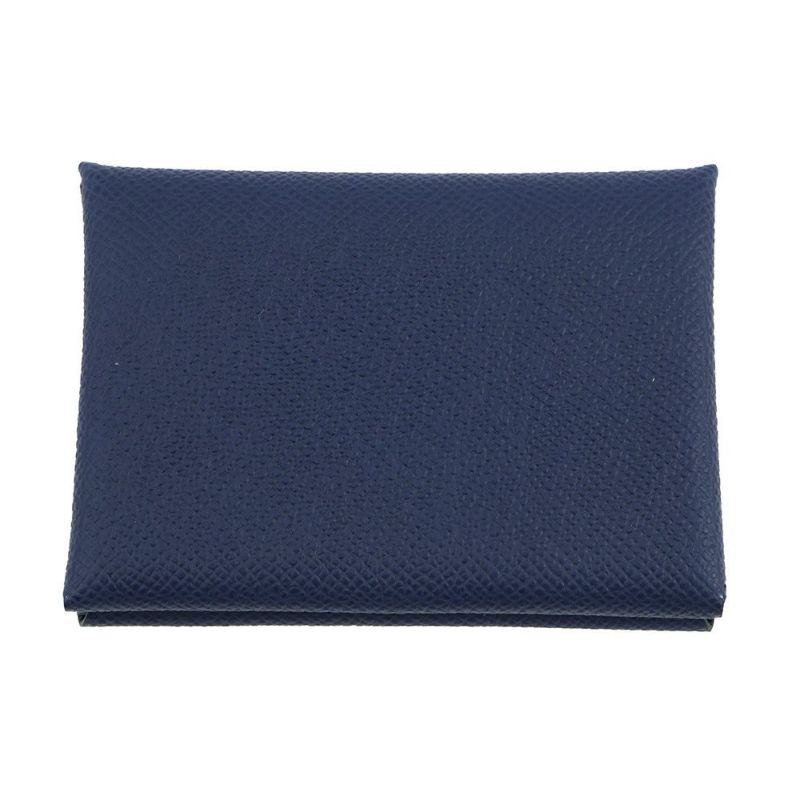 エルメス コインケース カルヴィ デュオ ブルーネイビー/シルバー金具 エプソン K刻印 財布