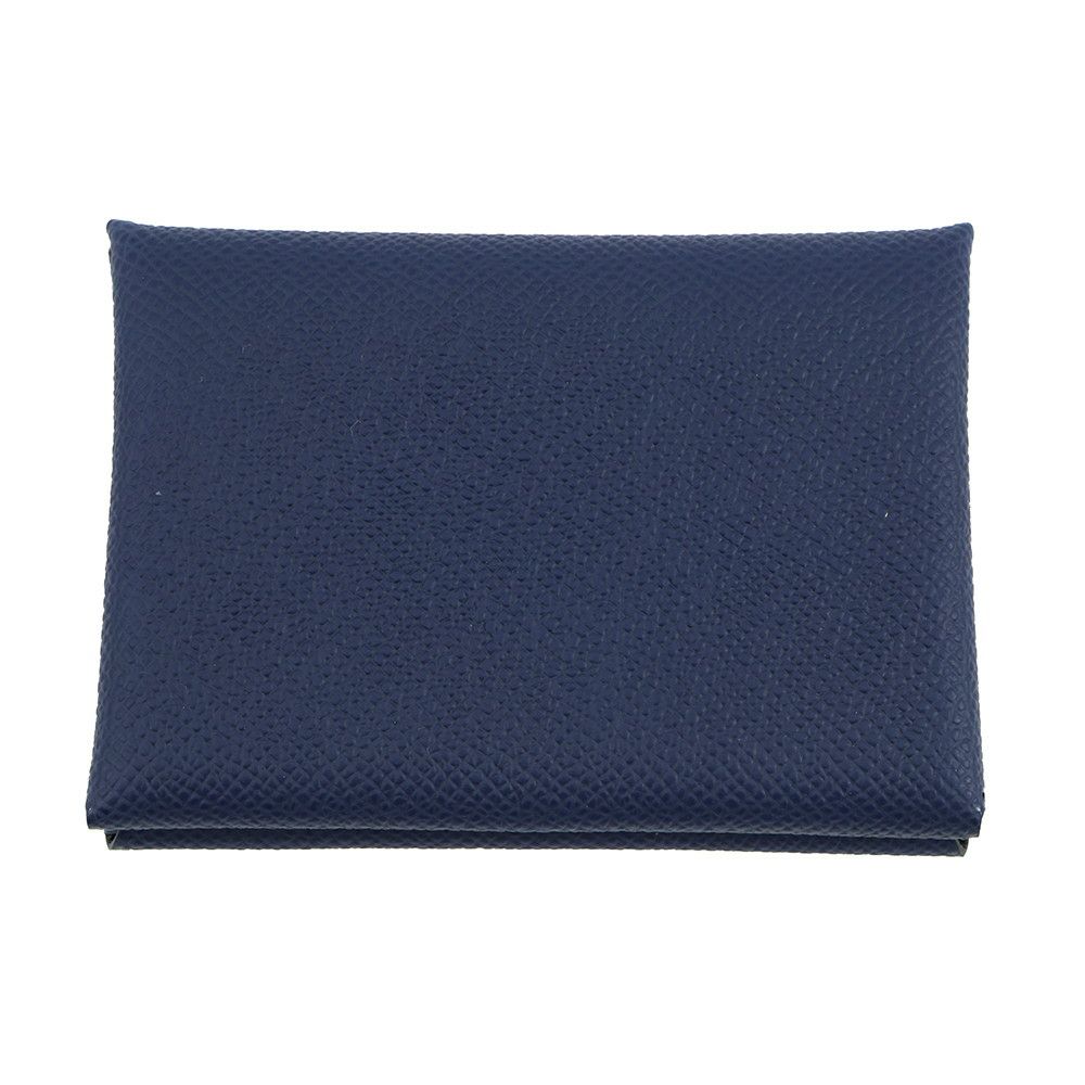 エルメス コインケース カルヴィ デュオ ブルーネイビー/シルバー金具 エプソン K刻印 財布