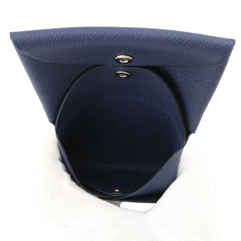 エルメス コインケース カルヴィ デュオ ブルーネイビー/シルバー金具 エプソン K刻印 財布