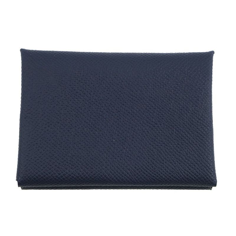 エルメス コインケース カルヴィ デュオ ブルーインディゴ/シルバー金具 エプソン K刻印 財布