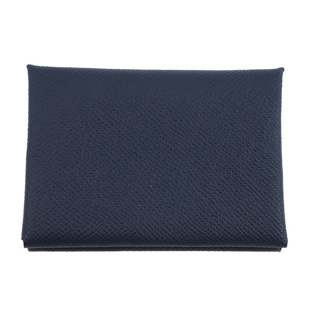 エルメス コインケース カルヴィ デュオ ブルーインディゴ/シルバー金具 エプソン K刻印 財布