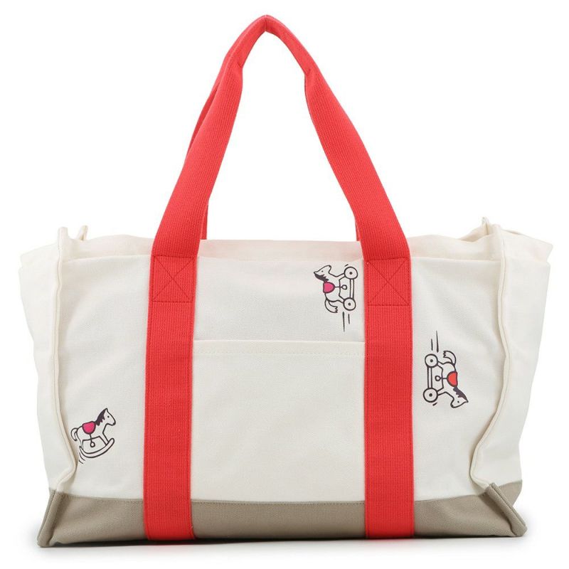 エルメス マザーズバッグ アダダ キャンバス 馬モチーフ HERMES トートバッグ ポーチ付き 白