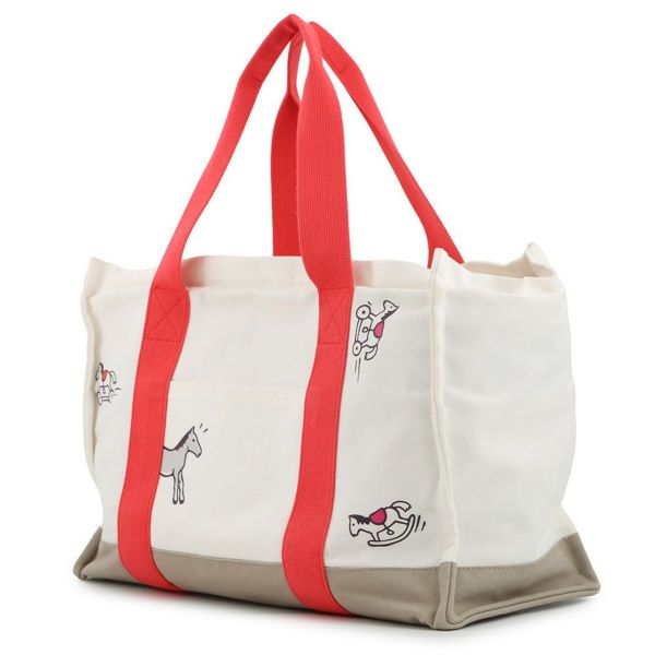 エルメス マザーズバッグ アダダ キャンバス 馬モチーフ HERMES トートバッグ ポーチ付き 白