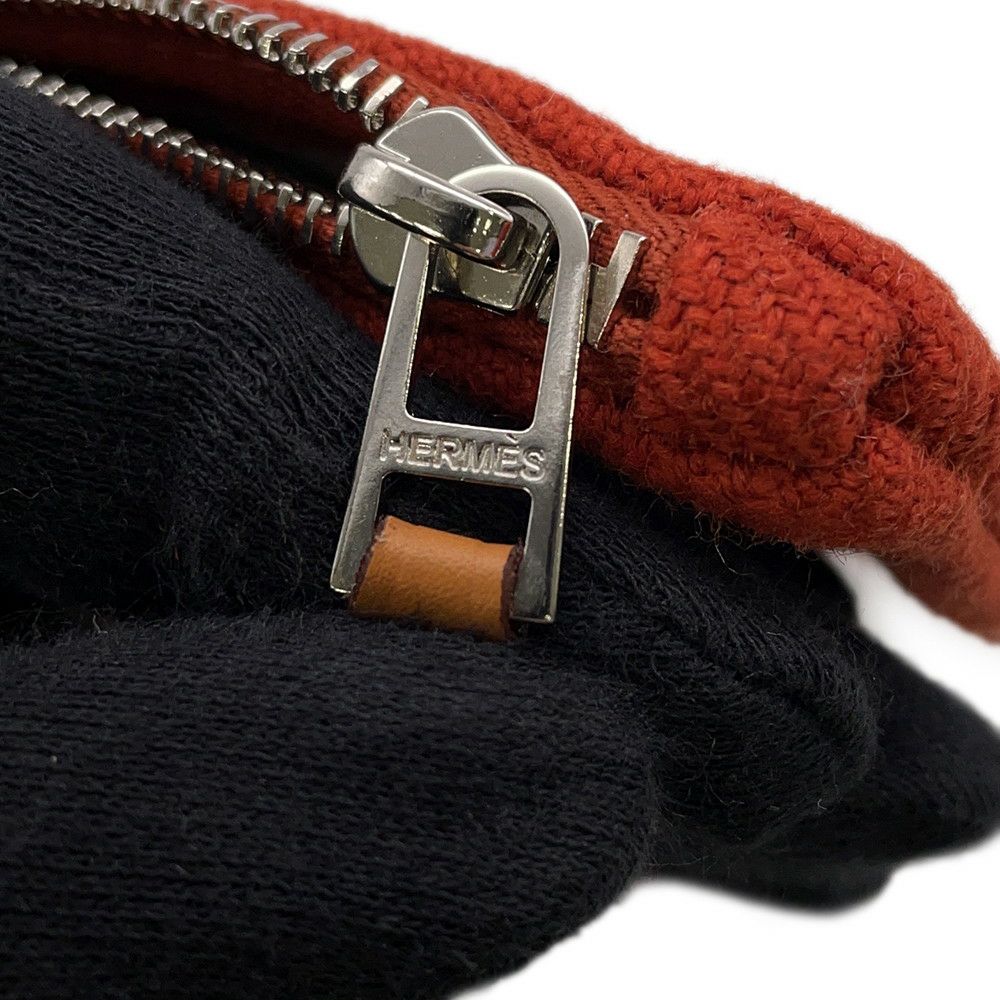 エルメス フラットポーチ HナッテGM トメット/シルバー金具 ウール HERMES 小物入れ