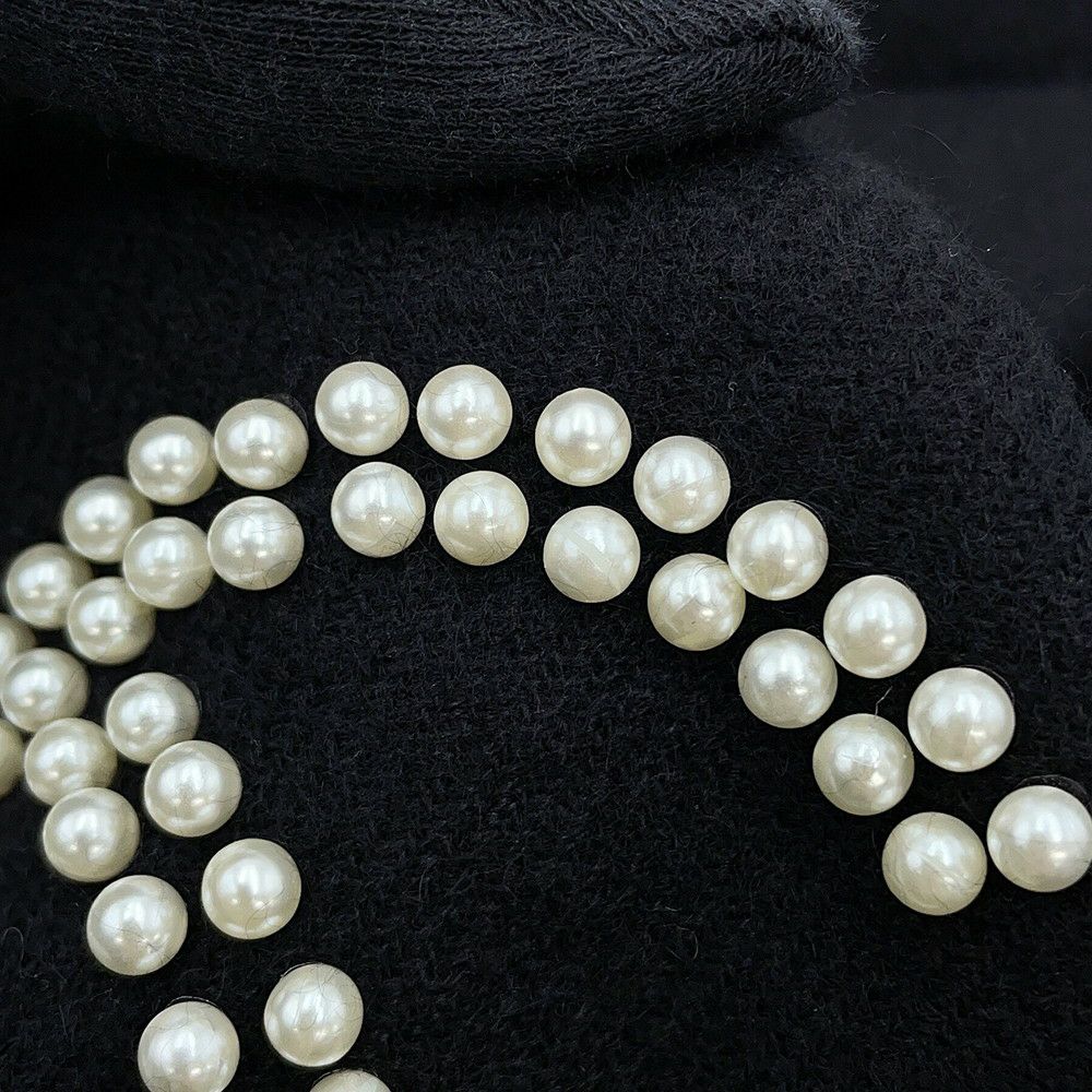 シャネル マフラー ココマーク フェイクパール カシミヤ CHANEL 黒