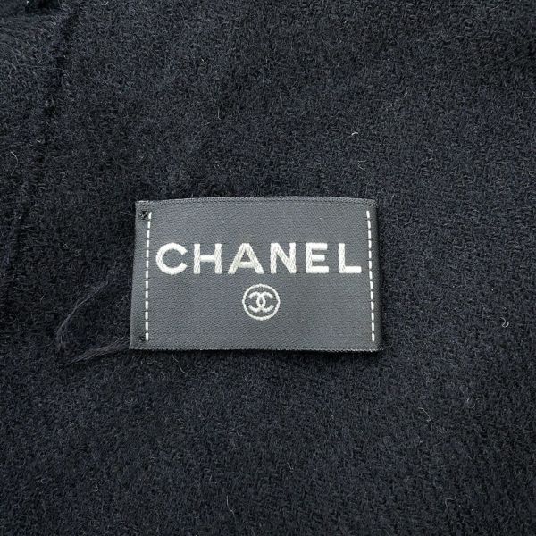 シャネル マフラー ココマーク フェイクパール カシミヤ CHANEL 黒