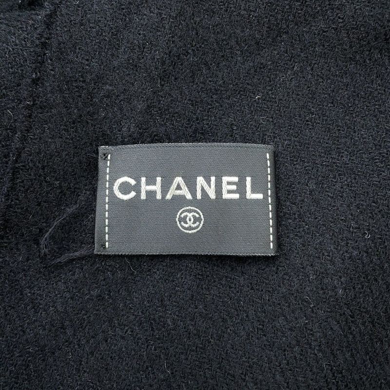 シャネル マフラー ココマーク フェイクパール カシミヤ CHANEL 黒