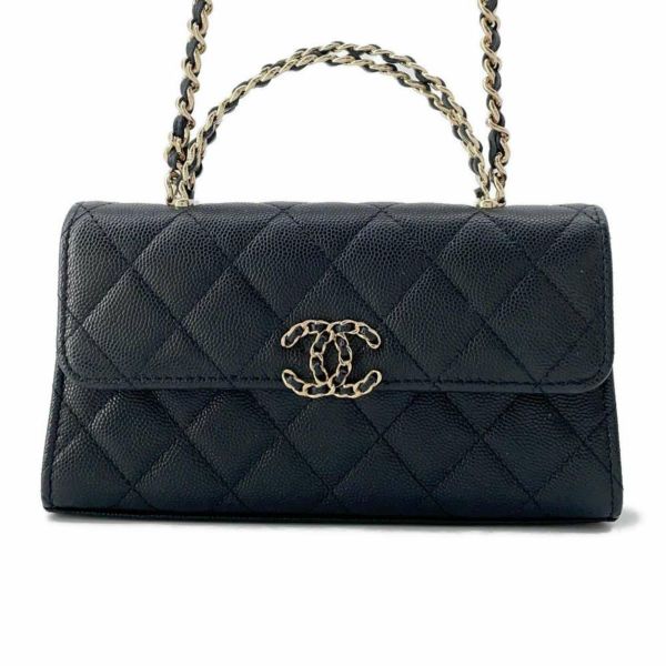 シャネル チェーンショルダーバッグ マトラッセ ココマーク キャビアスキン AP3238 CHANEL フラップ フォンケース 黒