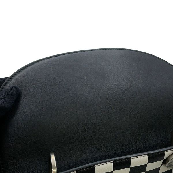 クリスチャン・ディオール ハンドバッグ レディディオール チェッカー ミディアム レザー Christian Dior 2way 黒 白