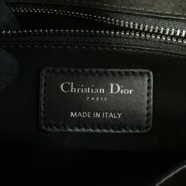 クリスチャン・ディオール ハンドバッグ レディディオール チェッカー ミディアム レザー Christian Dior 2way 黒 白