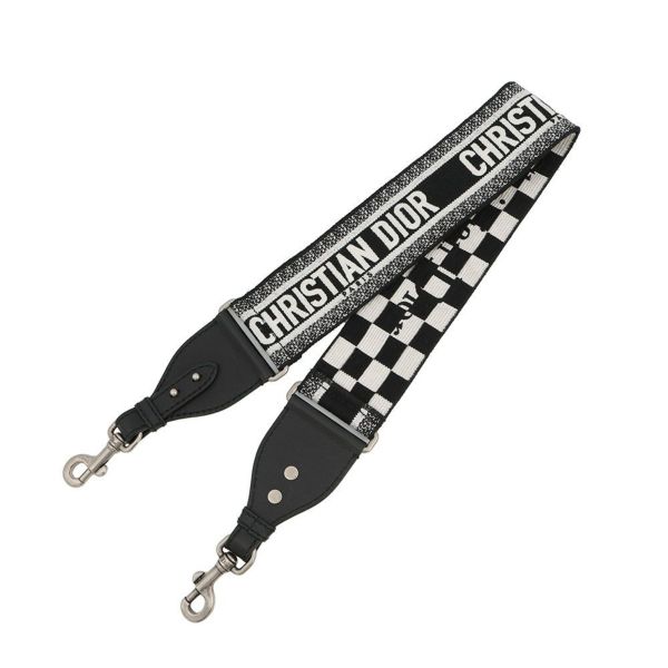 クリスチャン・ディオール ハンドバッグ レディディオール チェッカー ミディアム レザー Christian Dior 2way 黒 白
