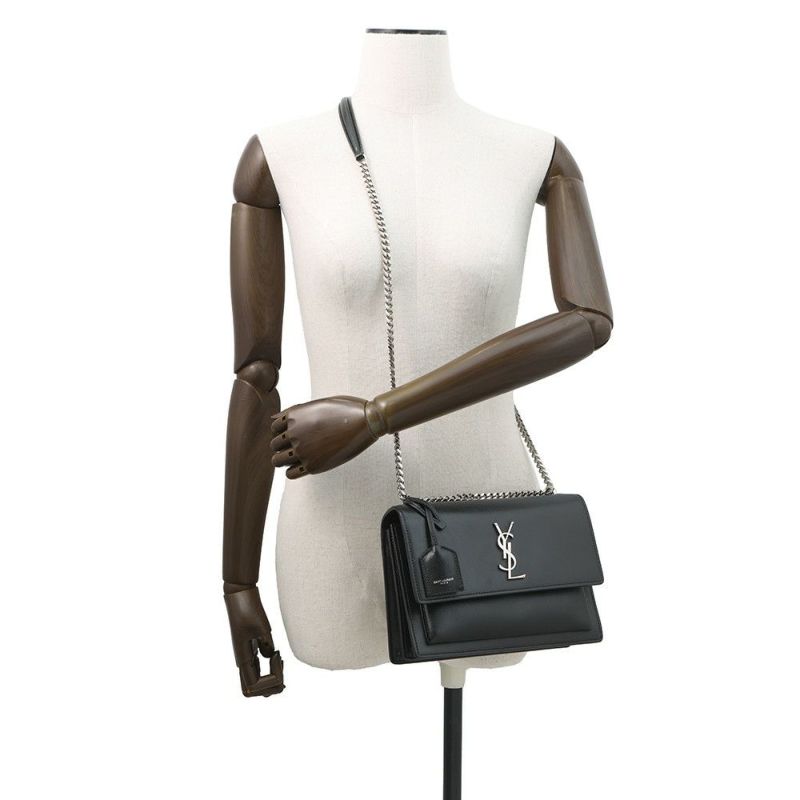 サンローランパリ チェーンショルダーバッグ サンセット ミディアム 442906 SAINT LAURENT PARIS 黒 2way