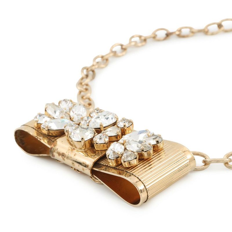 ドルチェ&ガッバーナ ネックレス リボンモチーフ ペンダント ラインストーン フェイクパール  DOLCE&GABBANA アクセサリー