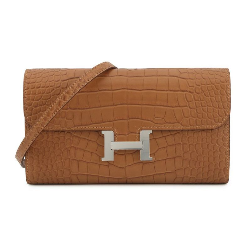 エルメス 長財布 コンスタンス トゥーゴー ロング ゴールド/シルバー金具 アリゲーターマット K刻印 HERMES