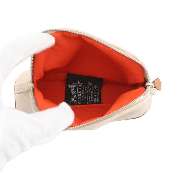 エルメス ポーチ ボリードポーチ ミニミニ ナチュラル/シルバー金具 コットン HERMES