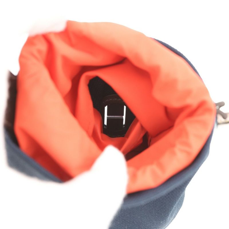 エルメス 犬用トリーツ ポーチ オン ザ ゴー ネイビー/シルバー金具 コーティングキャンバス  HERMES 小物入れ