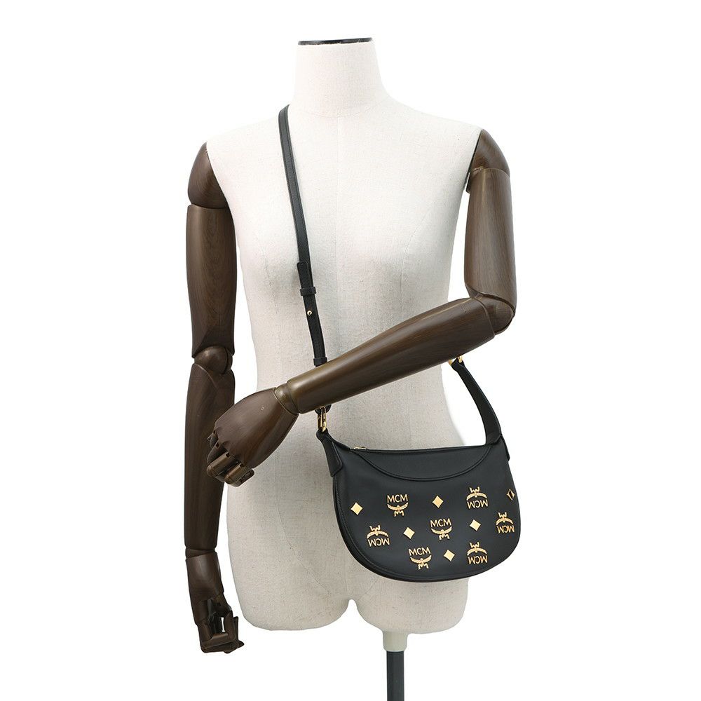 エムシーエム ショルダーバッグ AREN ロゴ レザー MWHCATA02BK001 MCM 黒