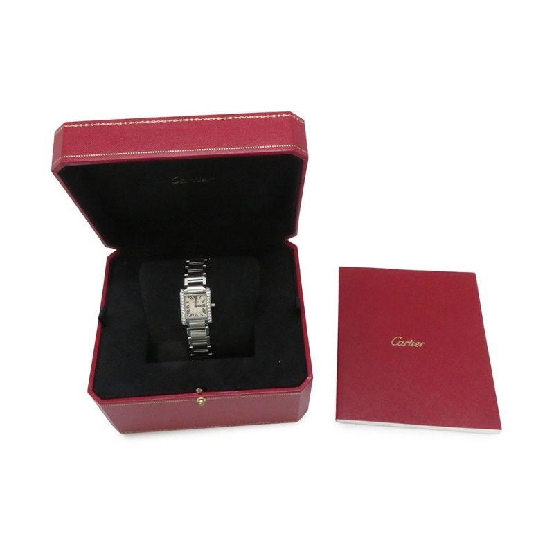 カルティエ タンクフランセーズ SM ダイヤベゼル W4TA0008 Cartier 腕時計 アイボリー文字盤