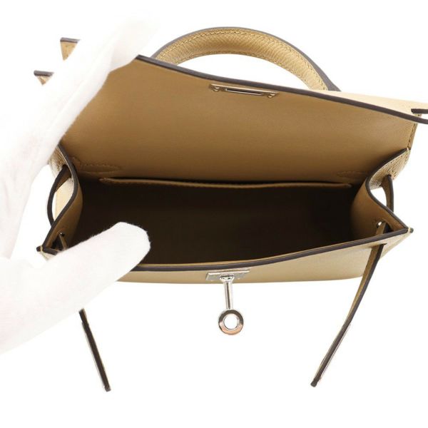 エルメス ハンドバッグ ミニケリー2 外縫い プシエール/エプソン シルバー金具 K刻印 2wayショルダー