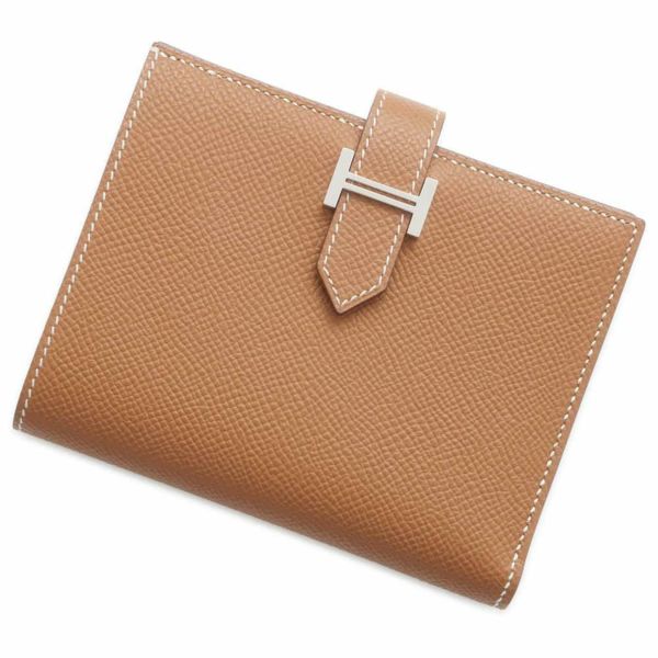 エルメス 二つ折り財布 ベアンコンパクト ゴールド/シルバー金具 エプソン U刻印 HERMES 財布