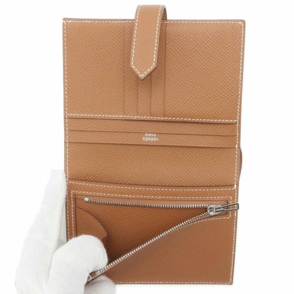 エルメス 二つ折り財布 ベアンコンパクト ゴールド/シルバー金具 エプソン U刻印 HERMES 財布