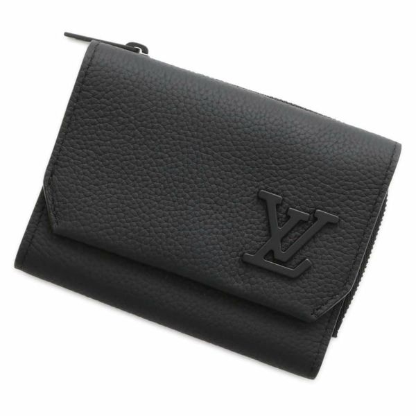 ルイヴィトン 三つ折り財布 LVアエログラム ポルトフォイユ・パイロット M81740 LOUIS VUITTON 財布 黒