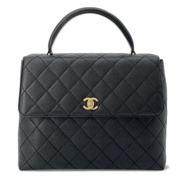 シャネル ハンドバッグ マトラッセ ココマーク キャビアスキン A12397 CHANEL 黒 トップハンドル