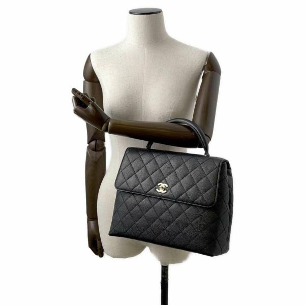 シャネル ハンドバッグ マトラッセ ココマーク キャビアスキン A12397 CHANEL 黒 トップハンドル