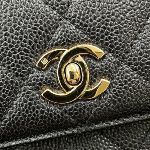 シャネル ハンドバッグ マトラッセ ココマーク キャビアスキン A12397 CHANEL 黒 トップハンドル