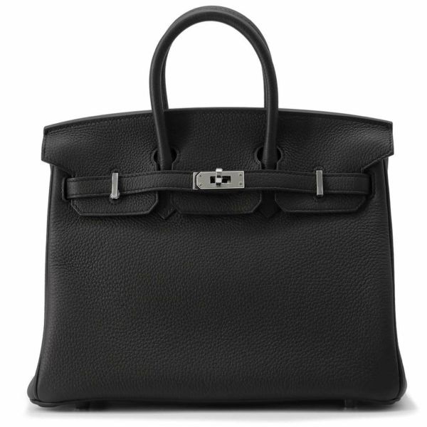 エルメス バーキン25 ブラック/シルバー金具 トゴ W刻印 HERMES Birkin ハンドバッグ 黒