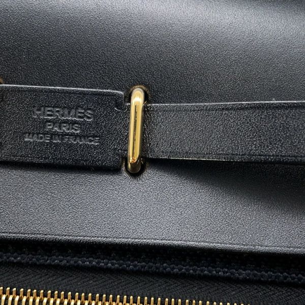 エルメス ショルダーバッグ エールバッグジップ ミニ ブラック/シルバー金具 トワルミリタリー/ヴァッシュハンター K刻印 黒