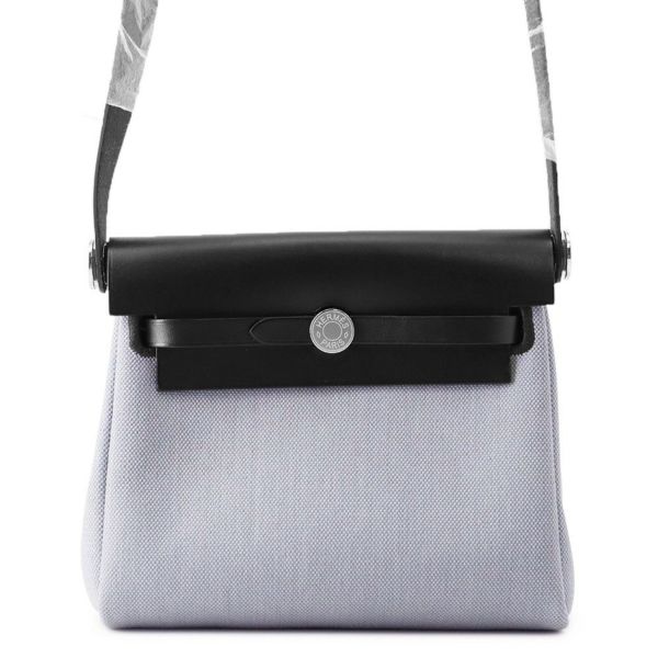 エルメス ショルダーバッグ エールバッグジップ ミニ ブラック/グリパンタン/シルバー金具 トワルアッシュ/ヴァッシュハンター K刻印