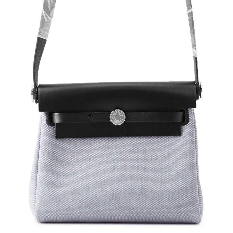 エルメス ショルダーバッグ エールバッグジップ ミニ ブラック/グリパンタン/シルバー金具 トワルアッシュ/ヴァッシュハンター K刻印