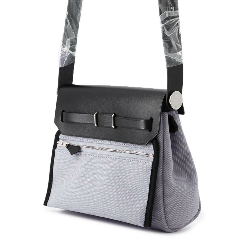 エルメス ショルダーバッグ エールバッグジップ ミニ ブラック/グリパンタン/シルバー金具 トワルアッシュ/ヴァッシュハンター K刻印