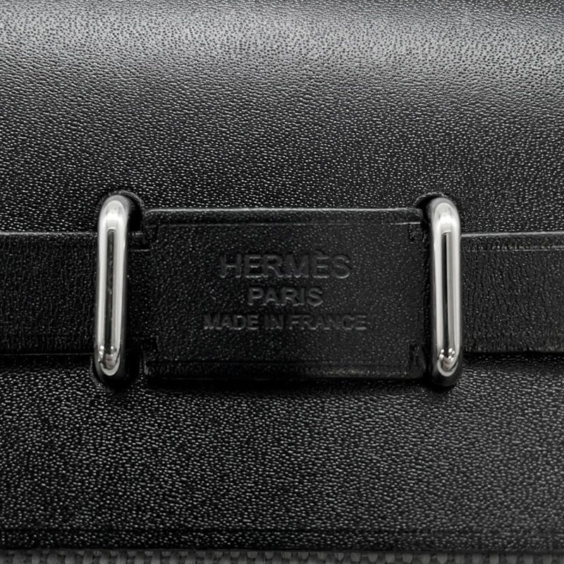 エルメス ショルダーバッグ エールバッグジップ ミニ ブラック/グリパンタン/シルバー金具 トワルアッシュ/ヴァッシュハンター K刻印