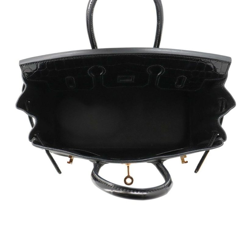 エルメス バーキン25 ブラック/ピンクゴールド金具 ニロティカス/トリヨンノビーヨ D刻印 HERMES Birkin ハンドバッグ 黒