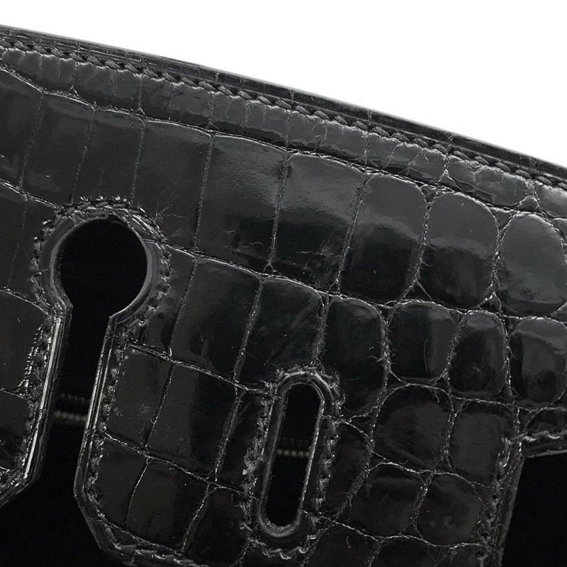 エルメス バーキン25 ブラック/ピンクゴールド金具 ニロティカス/トリヨンノビーヨ D刻印 HERMES Birkin ハンドバッグ 黒