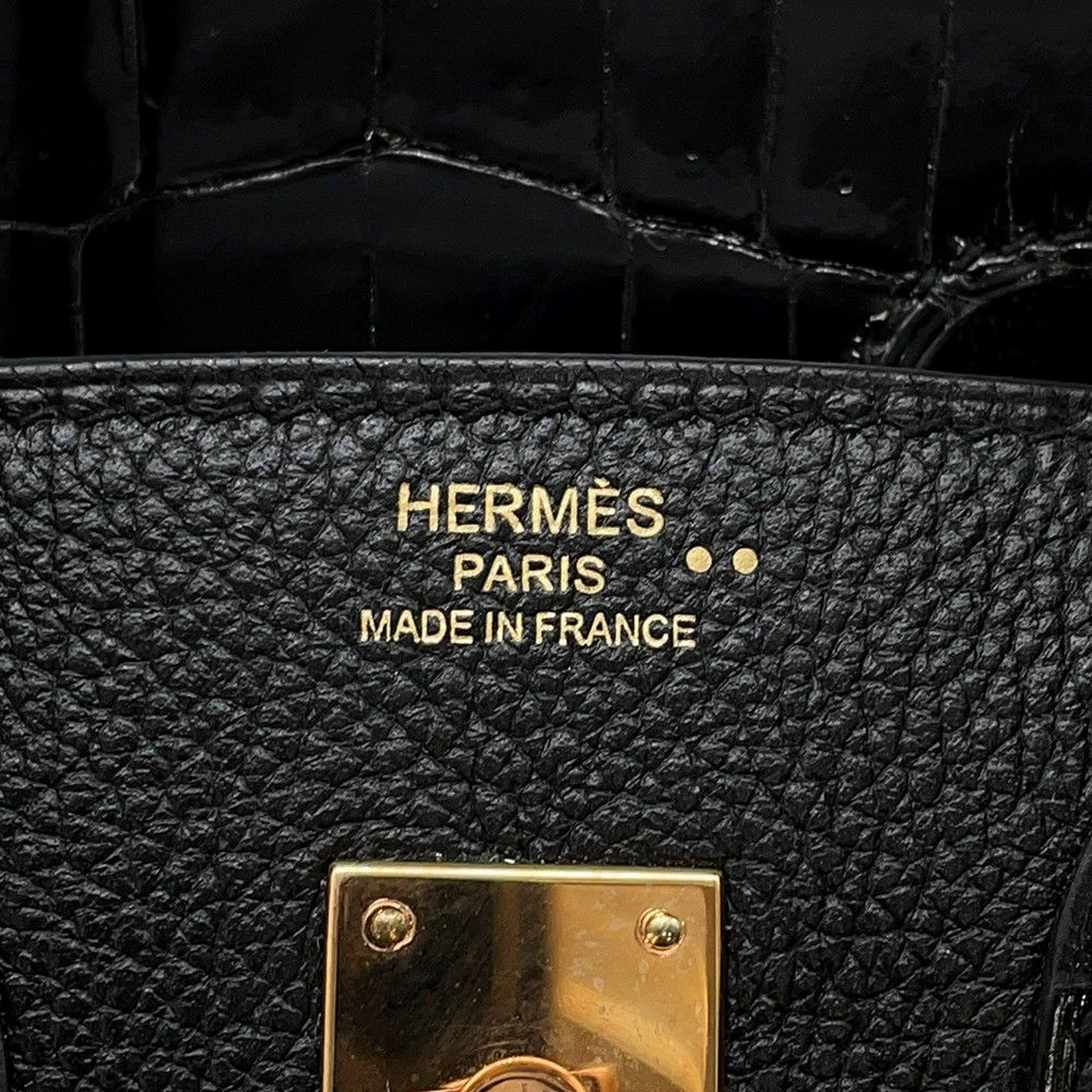 エルメス バーキン25 ブラック/ピンクゴールド金具 ニロティカス/トリヨンノビーヨ D刻印 HERMES Birkin ハンドバッグ 黒