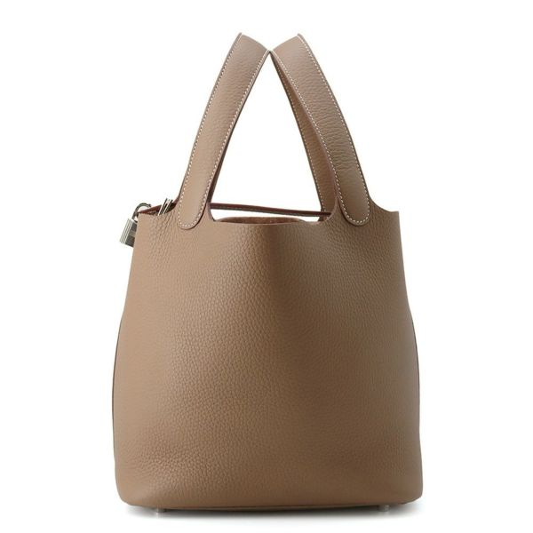 エルメス ハンドバッグ ピコタンロックMM エトゥープ/シルバー金具 トリヨンクレマンス K刻印