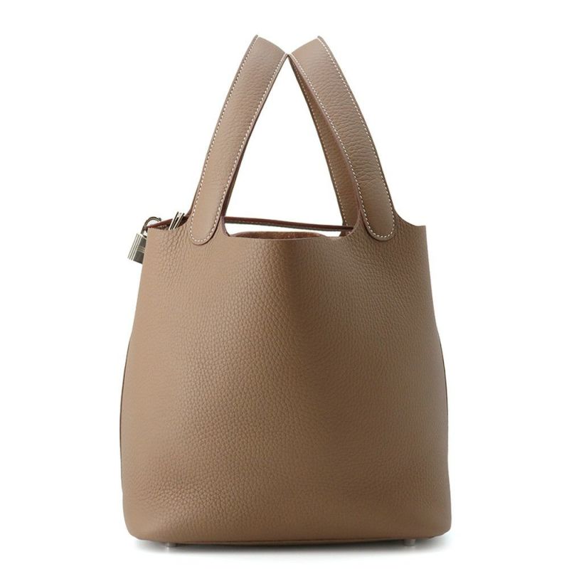 エルメス ハンドバッグ ピコタンロックMM エトゥープ/シルバー金具 トリヨンクレマンス K刻印